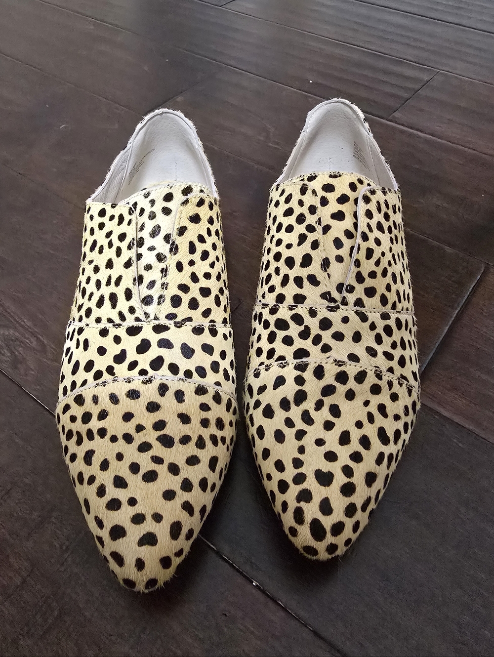 Matisse Leopard Print Pointed Toe Flats in Cream and Black